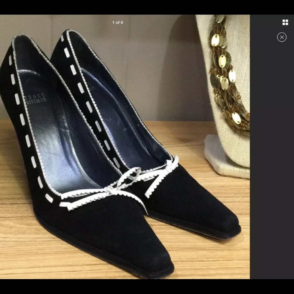 Stuart Weitzman Suede 8.5 Blk/cream Pumps